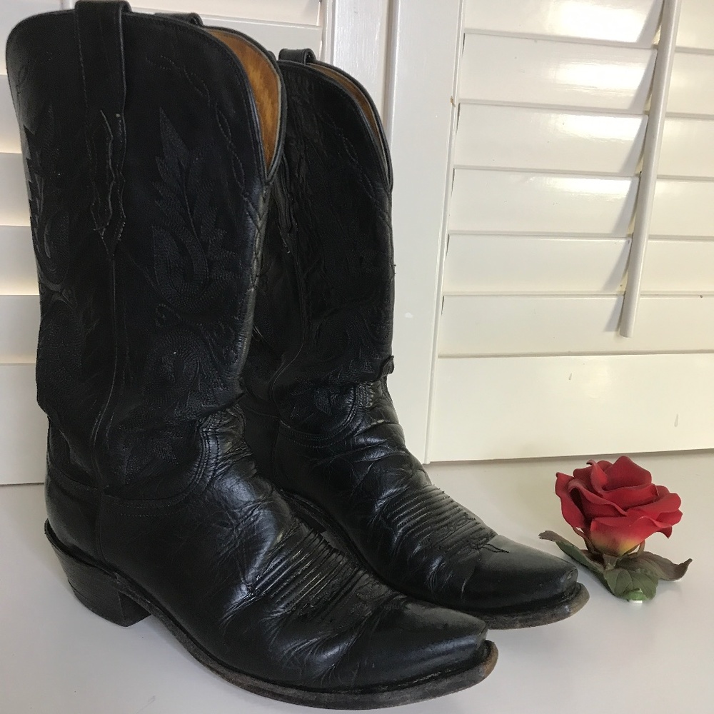 Lucchese 1883 Black Buffalo #N4501 Snip toe